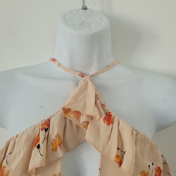 Majorelle Lolita Ruffled Mini Dress Floral Print Nude Size Medium - Picture 6 of 12